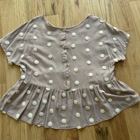 Swiss Dot Peplum Top - Picture 3 of 6